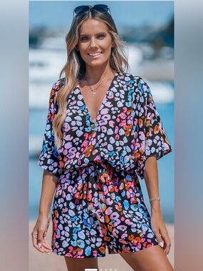 NWT Cupshe Multicolor Leopard Print Romper